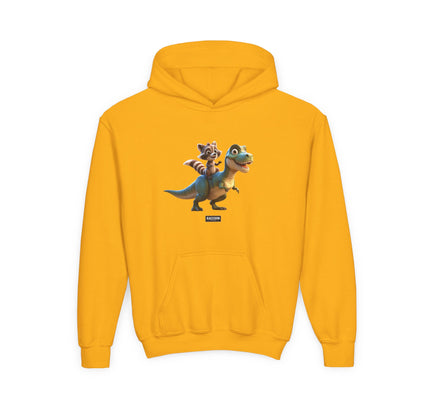 Raccoon Riding T-Rex - Kids Hoodie