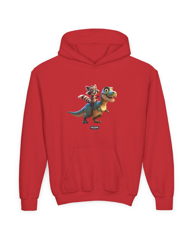 Raccoon Riding T-Rex - Kids Hoodie