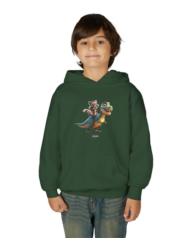Raccoon Riding T-Rex - Kids Hoodie