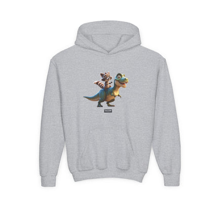 Raccoon Riding T-Rex - Kids Hoodie