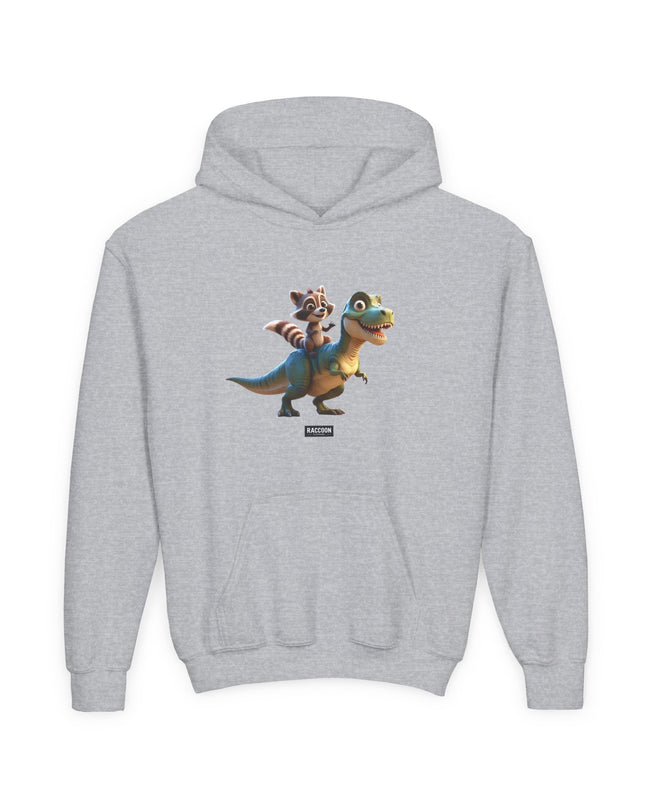 Raccoon Riding T-Rex - Kids Hoodie