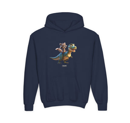 Raccoon Riding T-Rex - Kids Hoodie