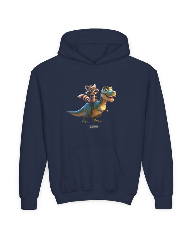 Raccoon Riding T-Rex - Kids Hoodie