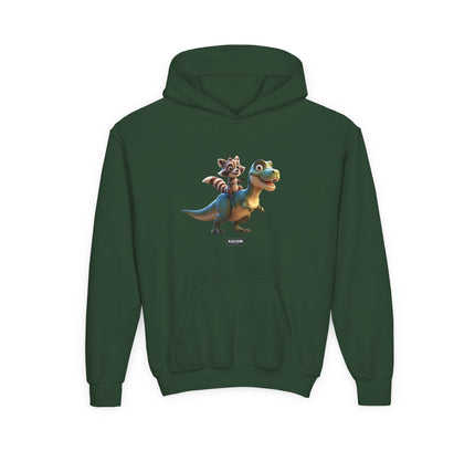 Raccoon Riding T-Rex - Kids Hoodie