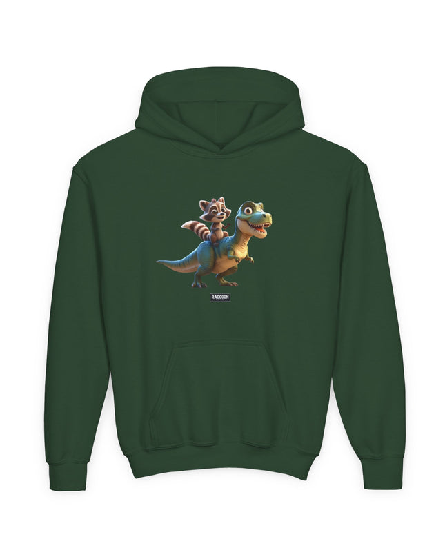 Raccoon Riding T-Rex - Kids Hoodie