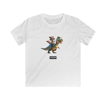 Raccoon Riding T-Rex - Kids T-Shirt