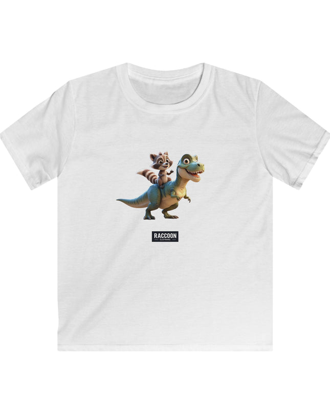 Raccoon Riding T-Rex - Kids T-Shirt