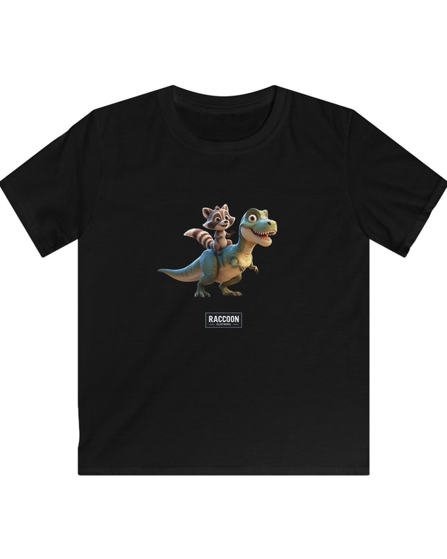Raccoon Riding T-Rex - Kids T-Shirt