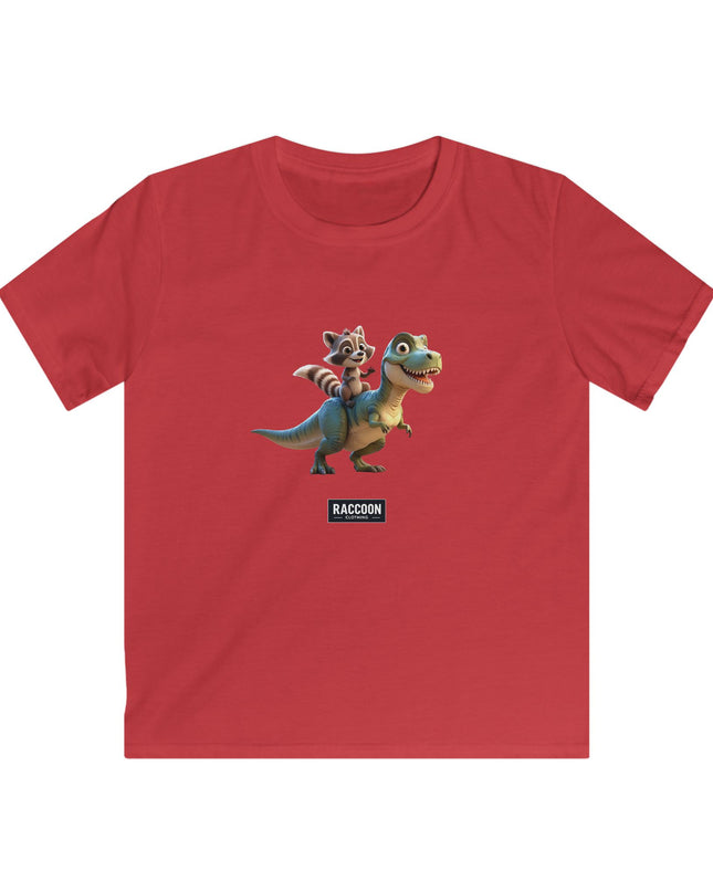 Raccoon Riding T-Rex - Kids T-Shirt