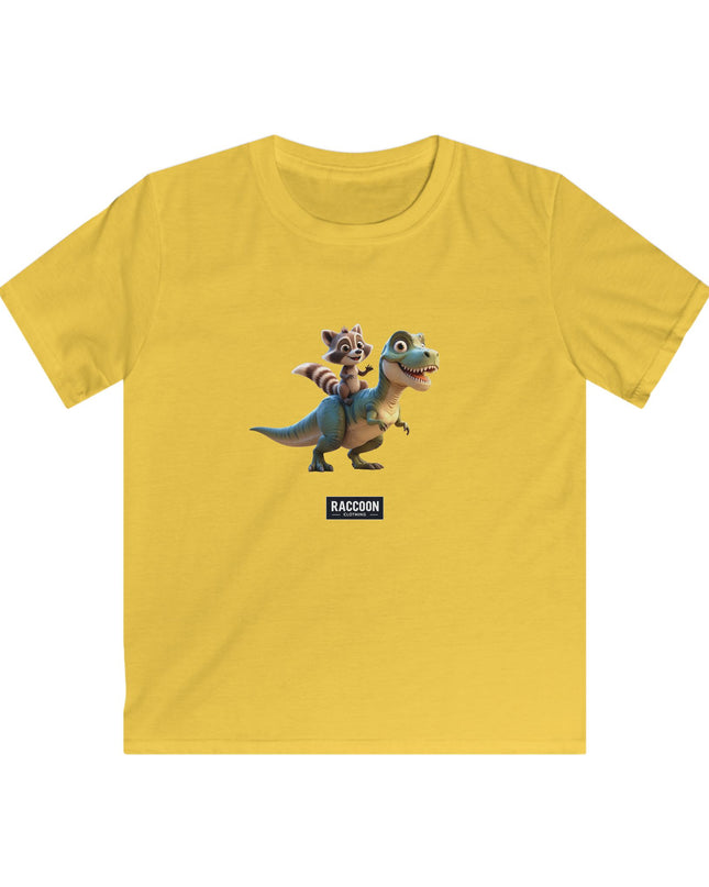 Raccoon Riding T-Rex - Kids T-Shirt