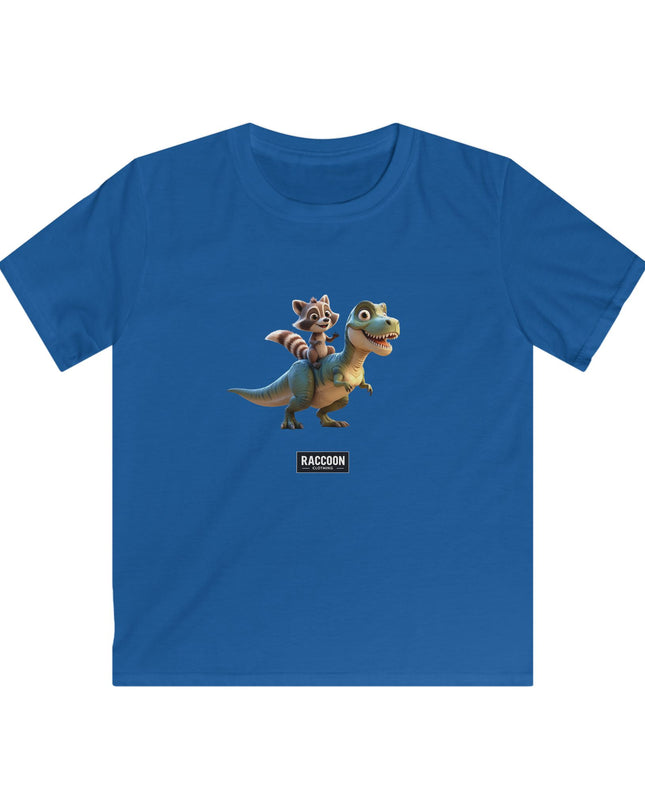 Raccoon Riding T-Rex - Kids T-Shirt