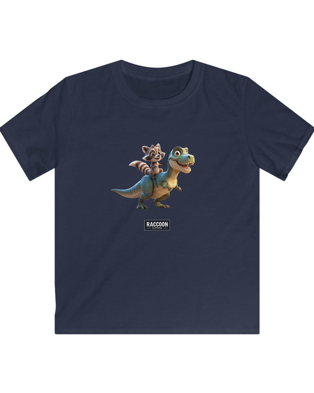 Raccoon Riding T-Rex - Kids T-Shirt