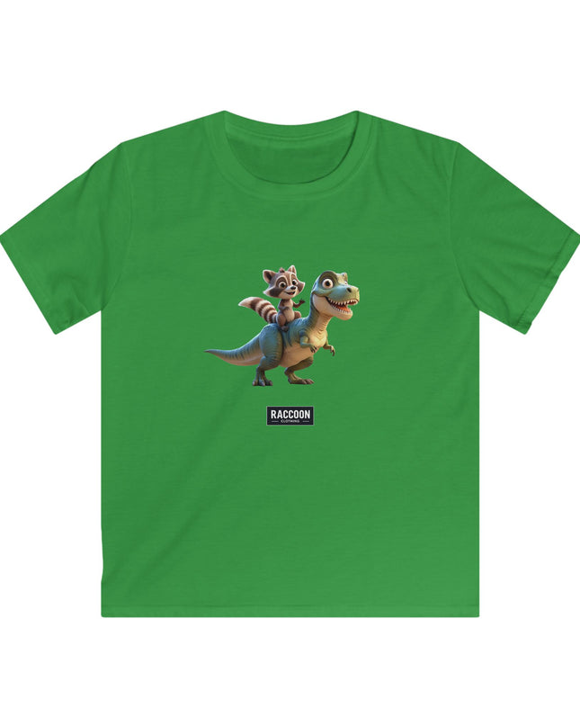 Raccoon Riding T-Rex - Kids T-Shirt