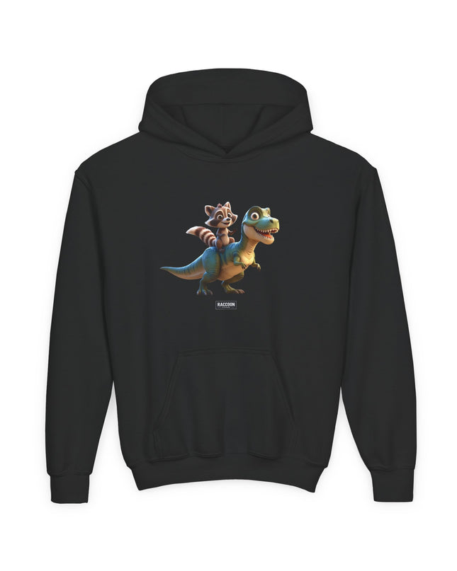 Raccoon Riding T-Rex - Kids Hoodie