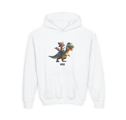 Raccoon Riding T-Rex - Kids Hoodie