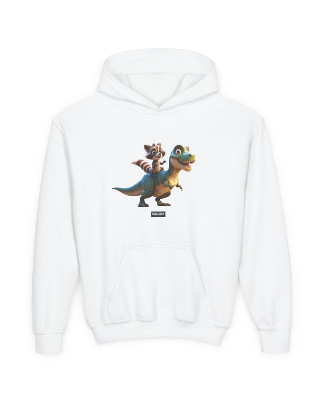 Raccoon Riding T-Rex - Kids Hoodie